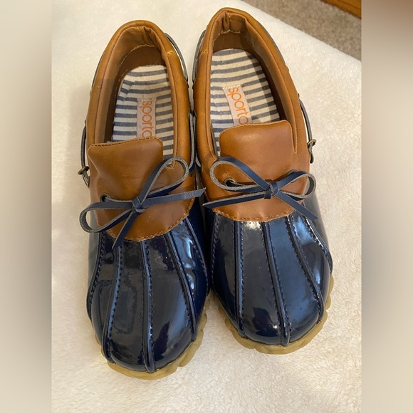 Sporto Duck shoes Navy and Brown - Picture 1 of 5